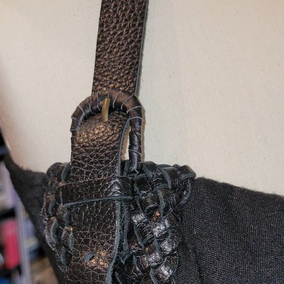 Vintage Leather Trimmed Long Dress Poly Spandex Cotton Size 8-10 - Picture 5 of 10